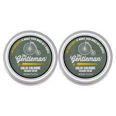 Walton Wood Farm The Gentleman solid cologne 2-pack tin closeup, travel-friendly fragrance you can wear on the go.