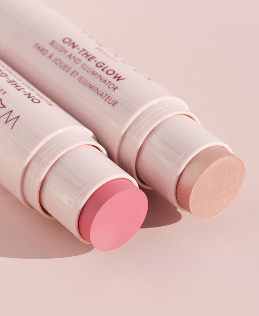 Wander Beauty dual-ended highlighter and blush for quick, brush-free glow.