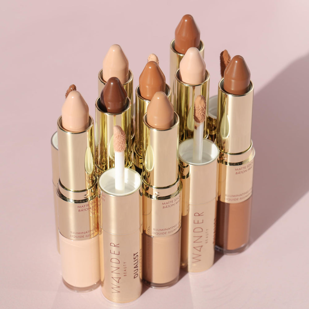 Wander Beauty Dualist under-eye area brightened by luminous liquid.