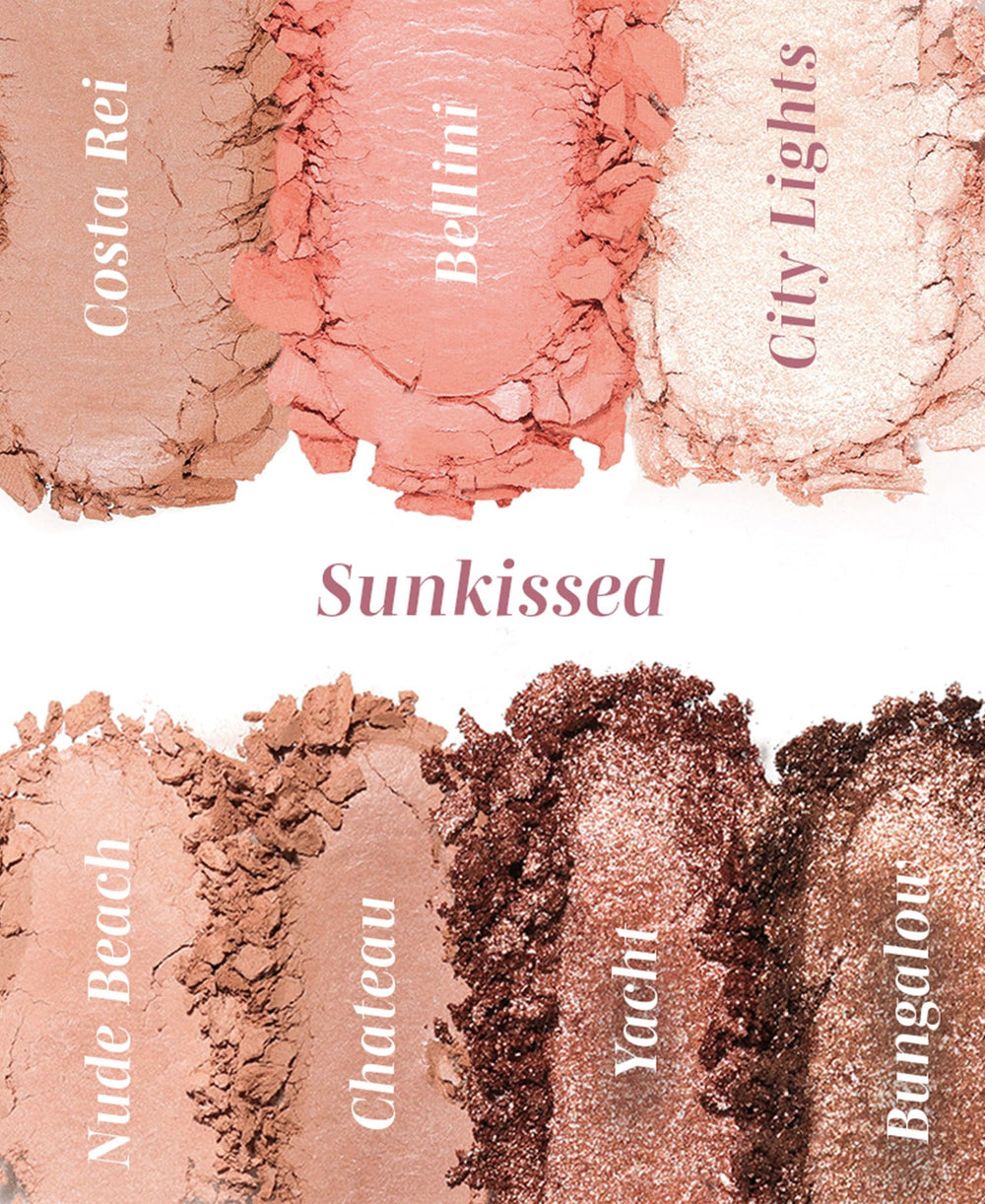 Wander Beauty Getaway eyeshadows in Sunkissed for versatile eyelid color.