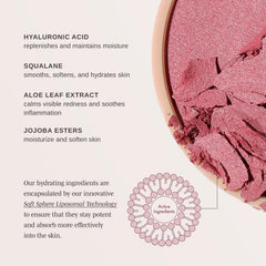 Wander Beauty Hydrating Powder Blush cheek swatch in Priority Pink gives natural flush