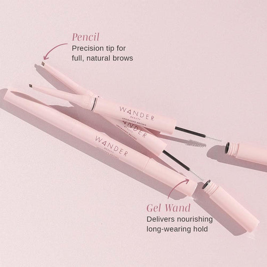 Wander Beauty Upgraded Brows pencil-on-brow application for precise shaping.