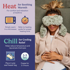 Warmies eye mask at bedtime for restful sleep and lavender aroma