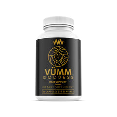 Warped Wellness Vümm Goddess bottle closeup for daily hair support