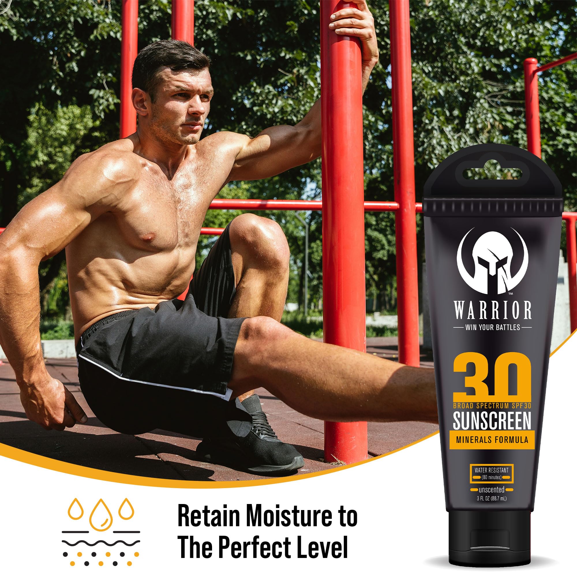 Non-toxic, mineral sunscreen lotion by Warrior in use for sensitive skin