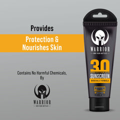 Paraben-free Warrior SPF 30 sunscreen lotion designed for daily wear