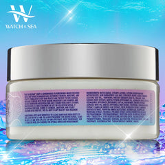 Watch & Sea Seaweed-Kelp Hair Mask jar, delivers swift moisture and strength from root to tip.