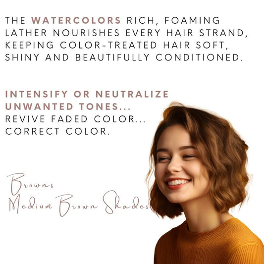 Watercolors direct-dye closeup shows vibrant color deposit for refreshed tones