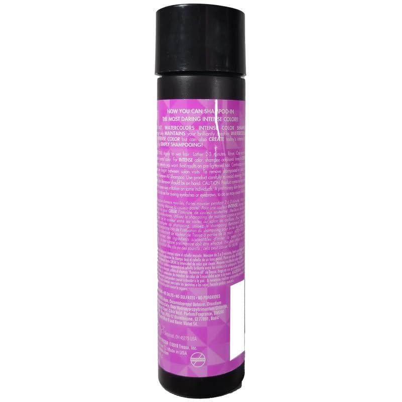 Watercolors Lilac shampoo packaging emphasizes cruelty-free USA-made formula
