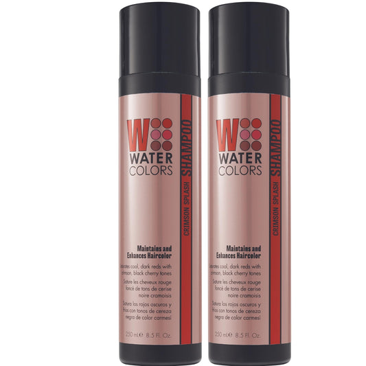 Watercolors Crimson Splash bottle front shows vibrant color deposit.