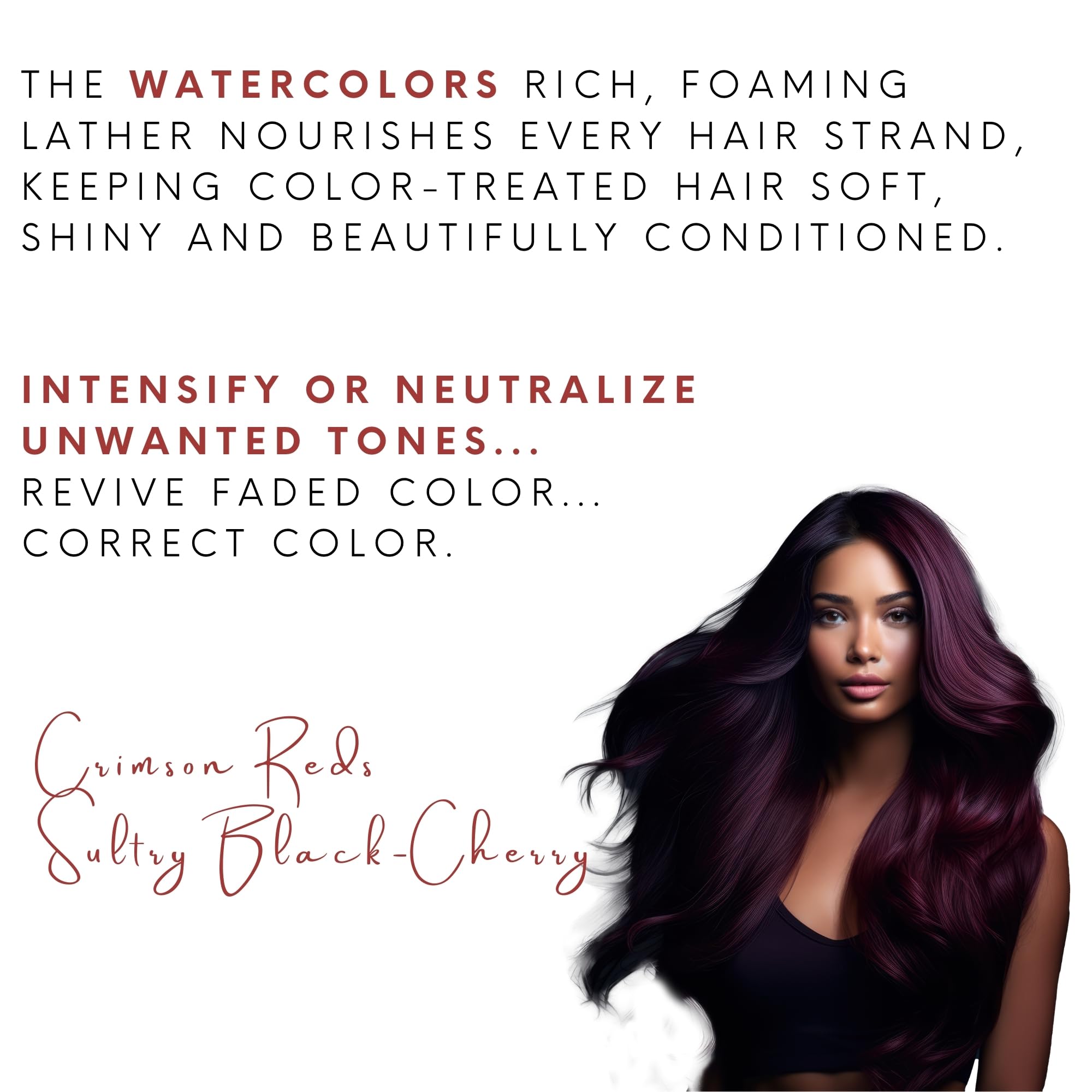 Watercolors Crimson Splash pump-dispense for convenient, consistent application.