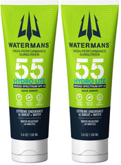 Waterman's Hydro Lite sunscreen bottle front view for portable outdoor protection.