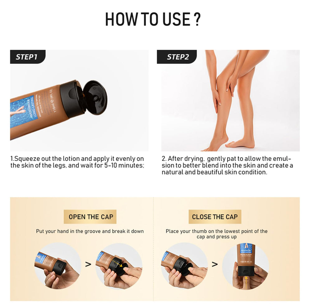 Waterproof leg makeup no transfer packaging and travel-friendly design
