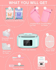 Wattne green paraffin kit with thermal mitts for pampering sessions