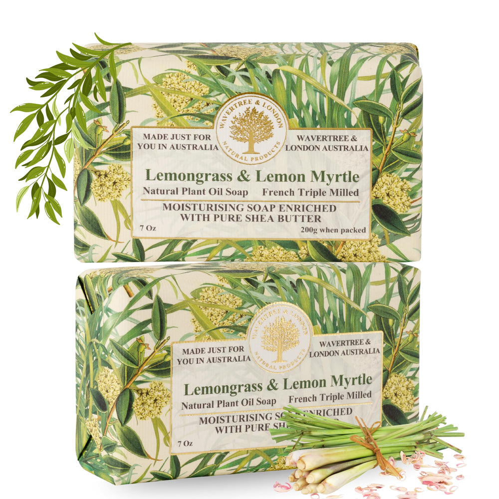 Wavertree and London lemongrass lemon myrtle soap close-up highlighting natural ingredients