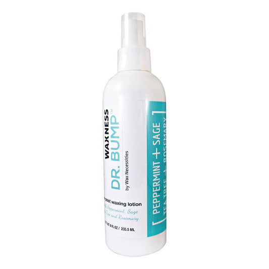 Wax Necessities Waxness Dr Bump lotion bottle front for post-wax relief