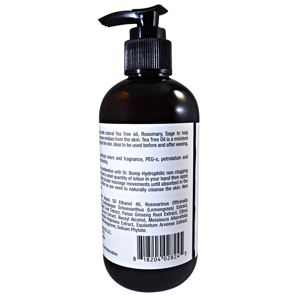 Wax Necessities Waxness Dr. Bump usage shot with two drops and lotion application