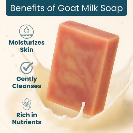 Way Natural goat milk soap bar Cherry Almond closeup shows creamy texture and inviting aroma.