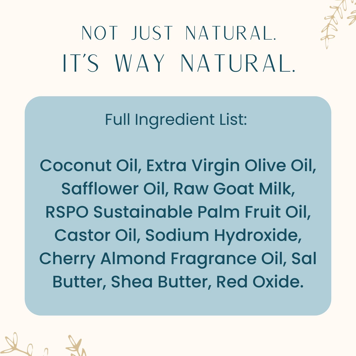 Way Natural Goat Milk Soap Bar Cherry Almond larger-per-bar value compared to many standard bars.