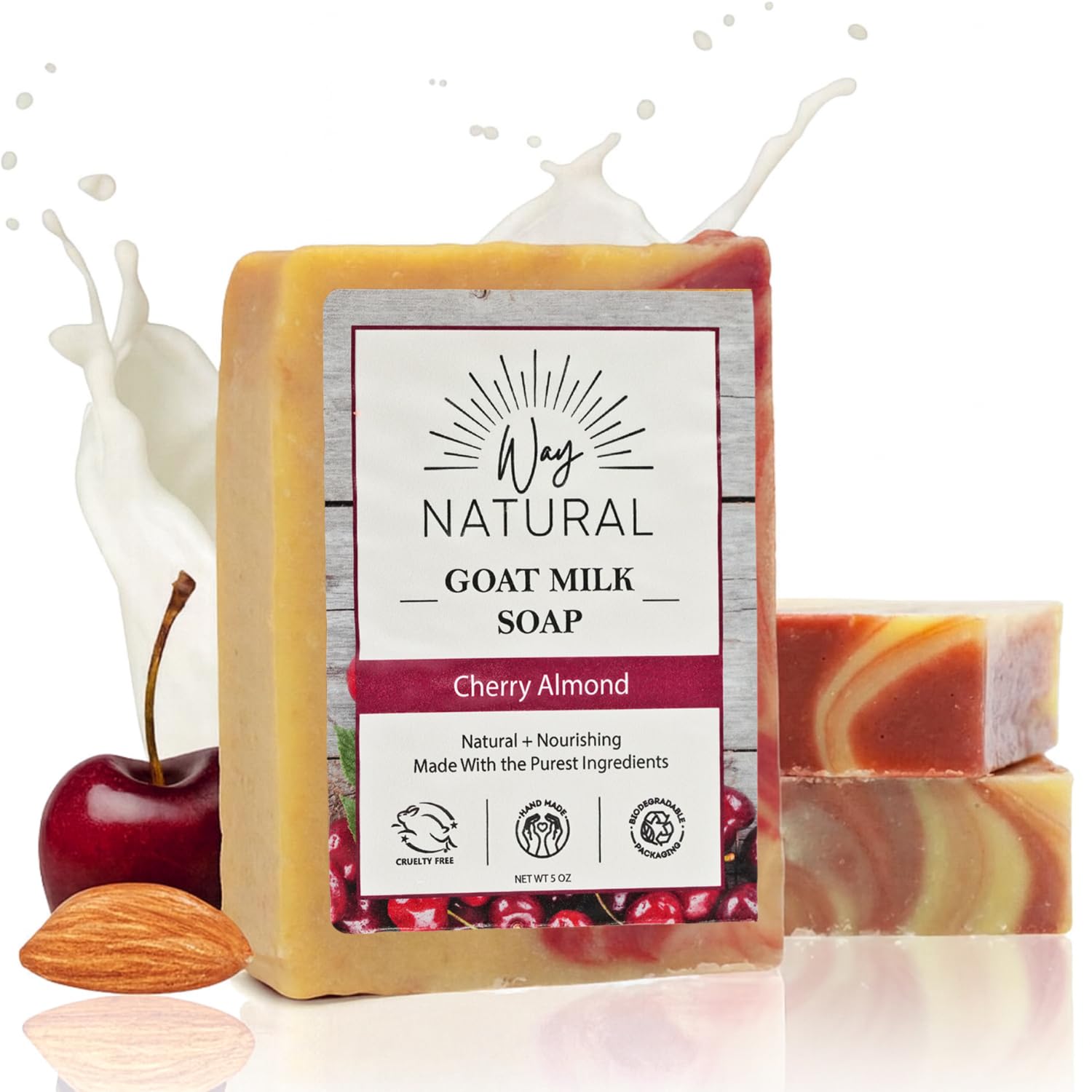 Way Natural Goat Milk Soap Bar Cherry Almond Pack offers gentle cleansing with lasting moisture.