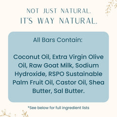 Way Natural ingredients list highlighting natural ethically sourced components