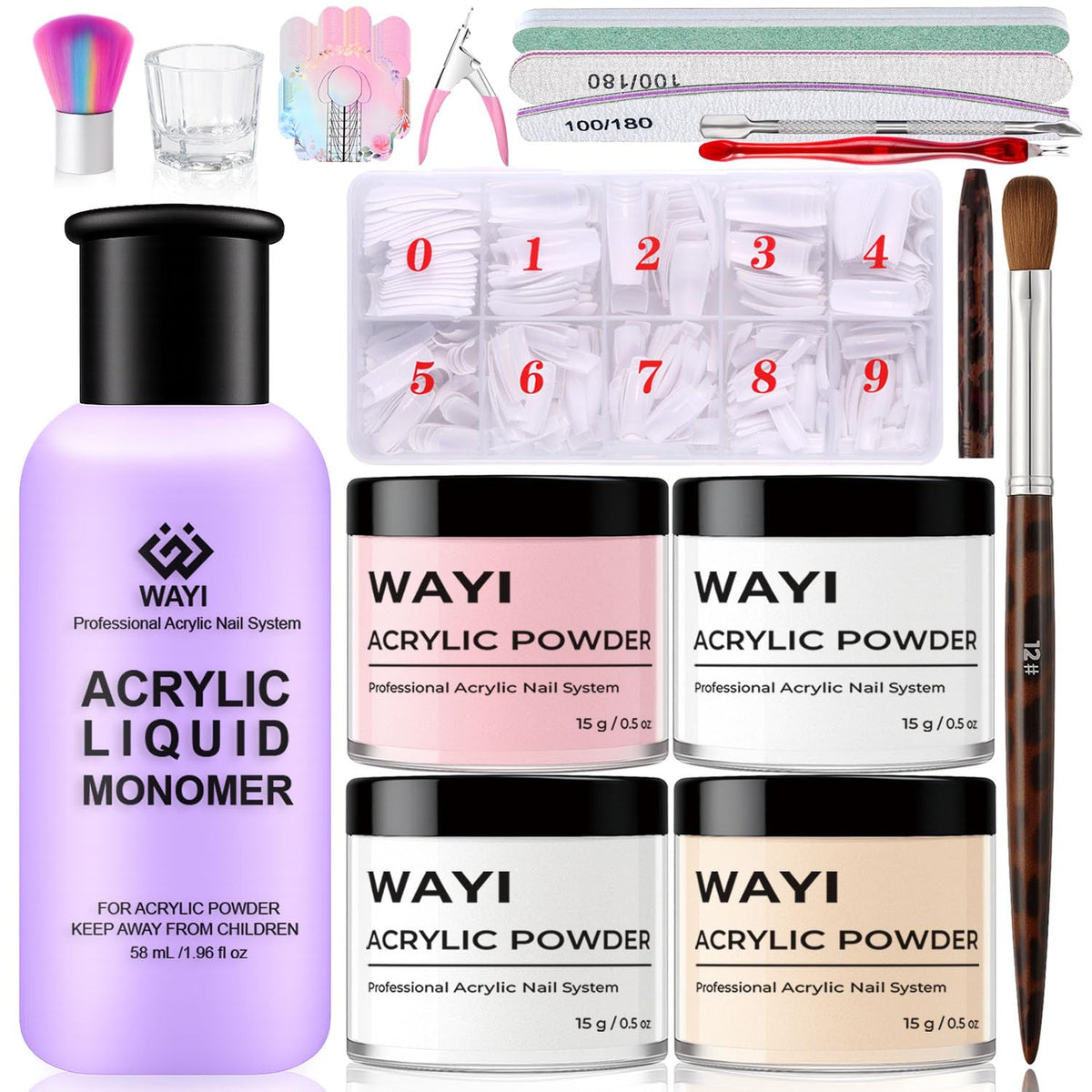 WAYI acrylic nail kit with monomer liquid for smooth at-home application