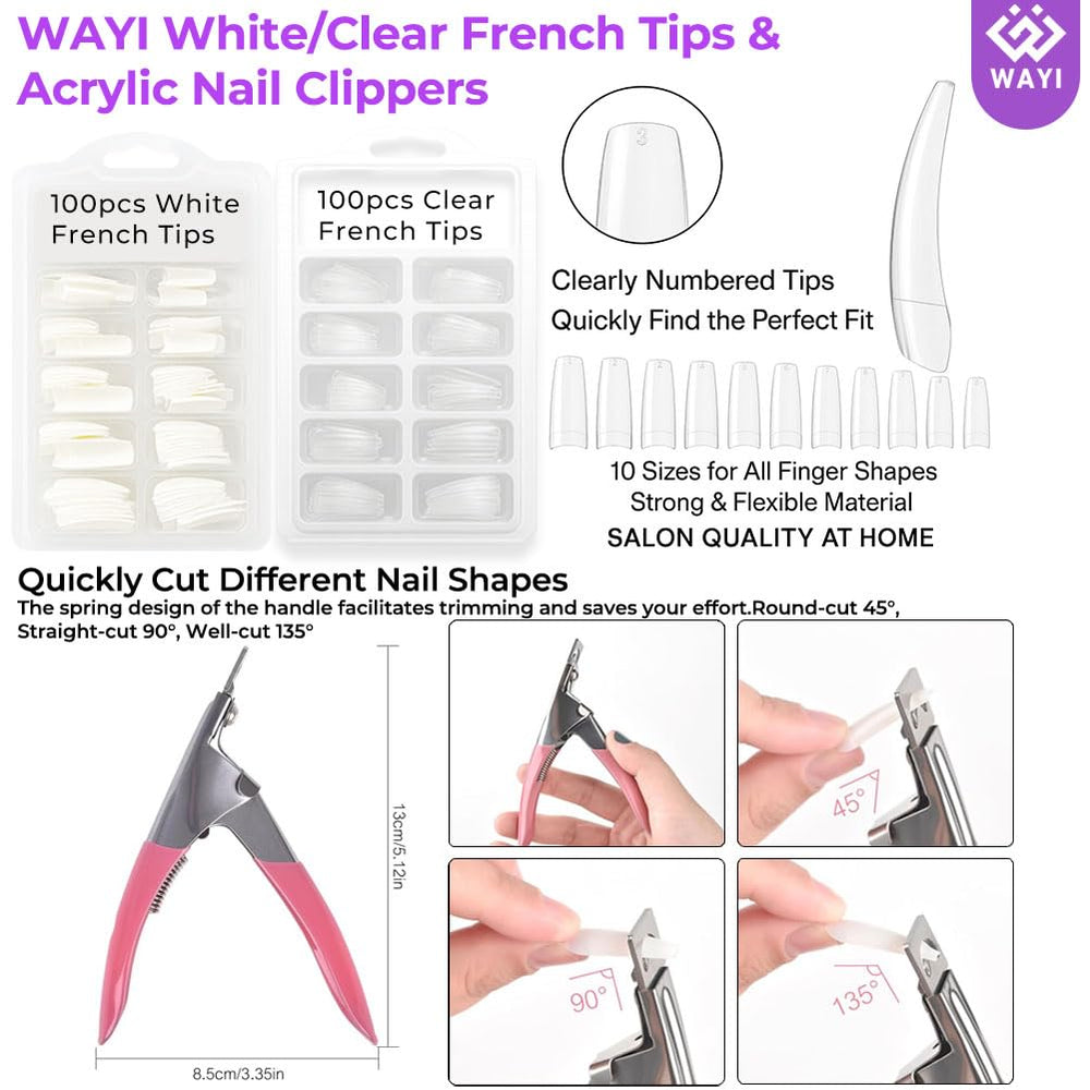 WAYI clear acrylic powder for natural, durable enhancements.