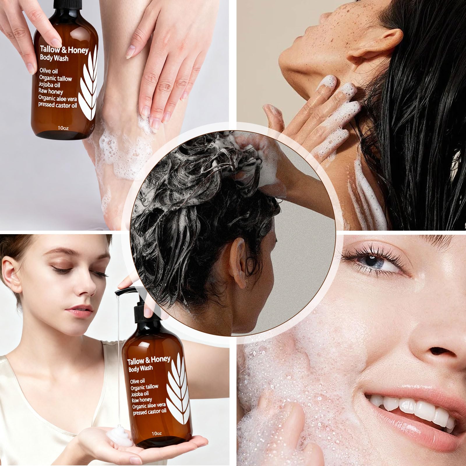 WDVNEX Tallow and Honey body wash on bathroom shelf daily routine.