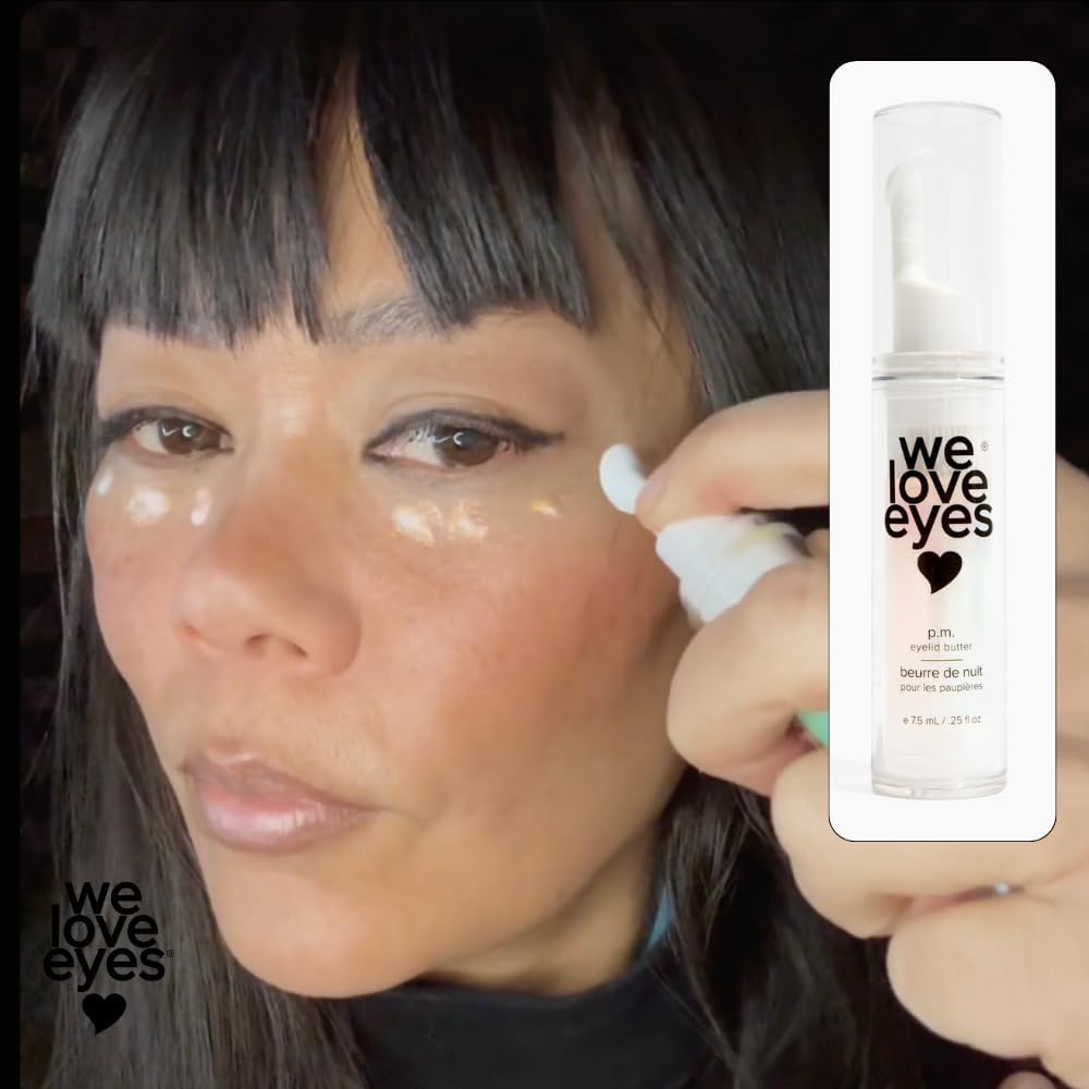 We Love Eyes PM Eyelid Butter ceramides support lipids for comfortable eyelid skin.