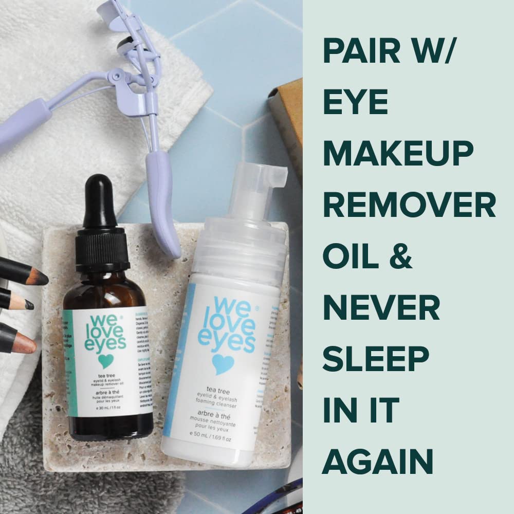 We Love Eyes cleanser safe for false lashes and eyelash extensions during routine.