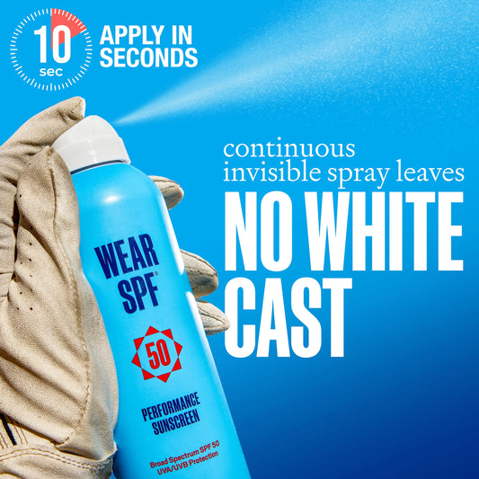 WearSPF spray mist dispensed quickly for mess-free sun protection during workouts