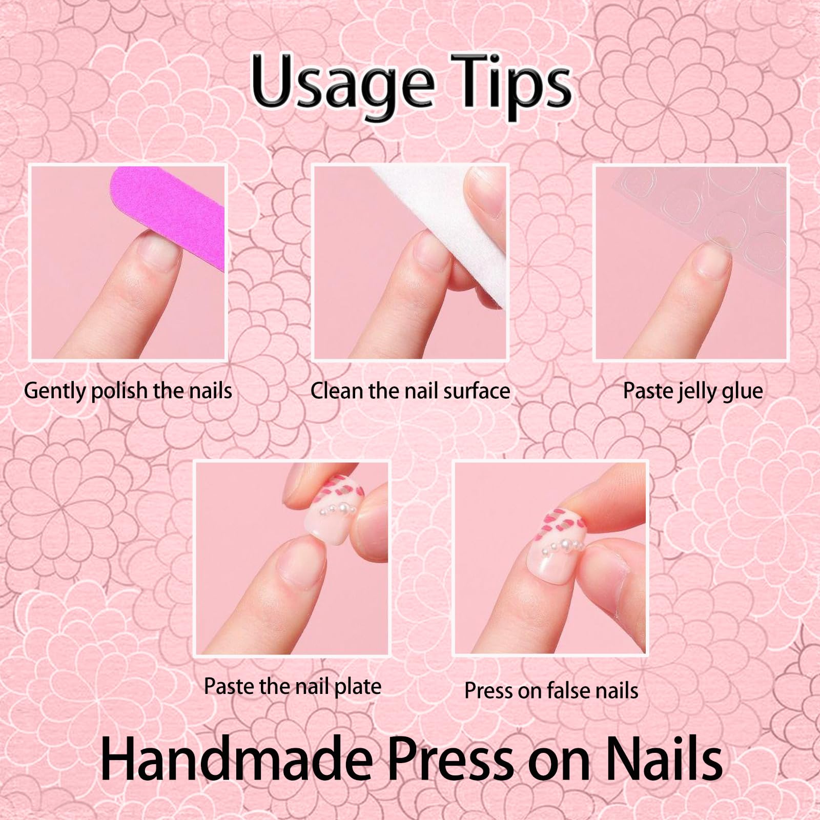 10Pcs Blue Flower Press On Nails ideal for weddings and events.