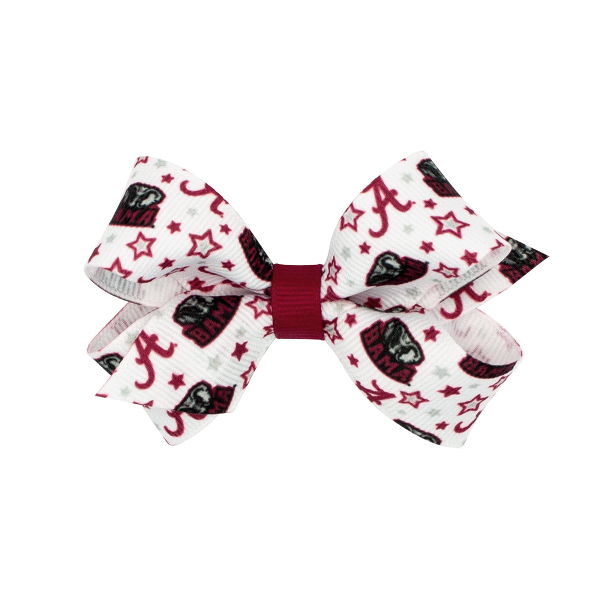 Wee Ones Divine Creations Alabama logo bow on Wee Stay clip for secure wear.