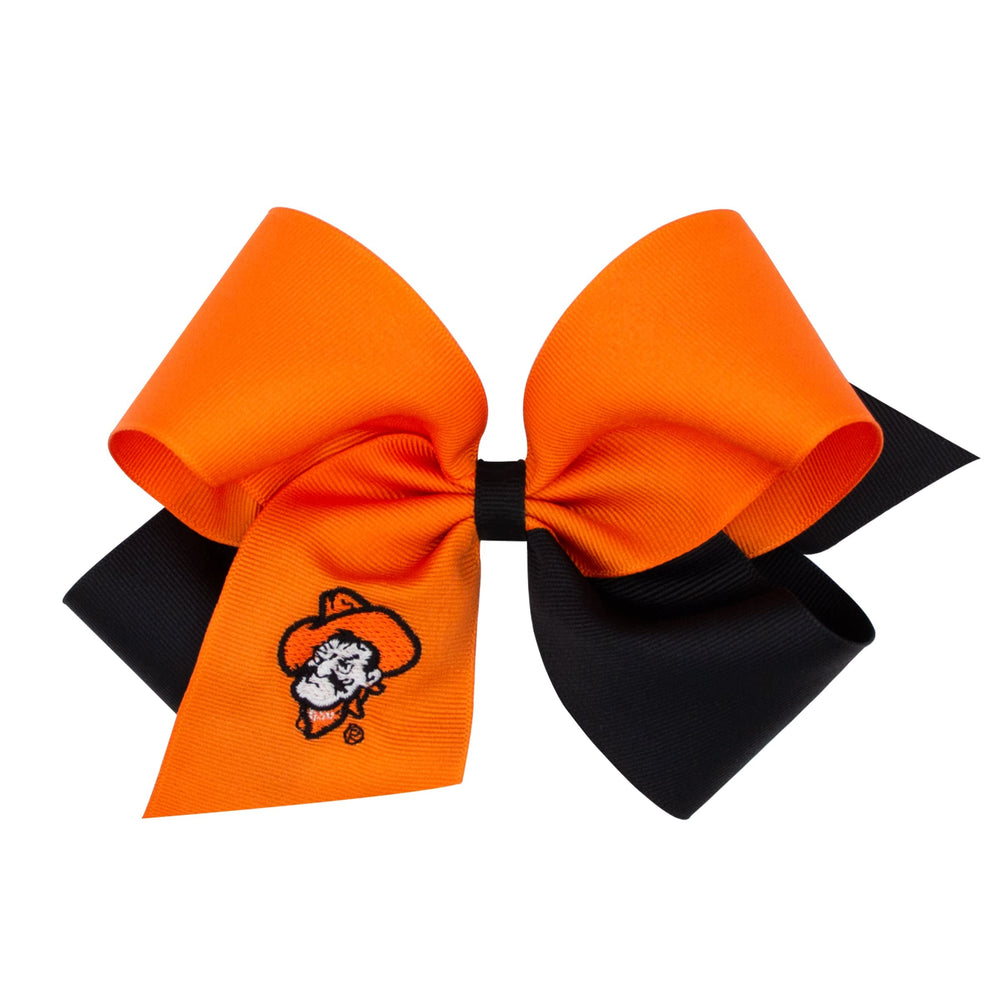 Wee Ones Divine Creations game day bow on WeeStay clip in OSU colors