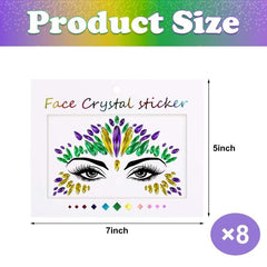 Wehhbtye Mardi Gras eye gems applied on eyes for bold carnival accents