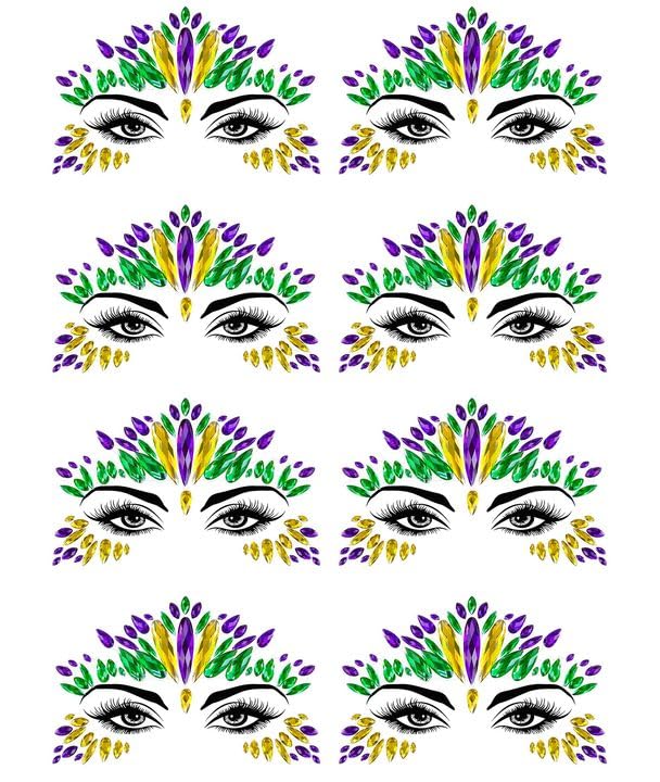 Wehhbtye Mardi Gras eye gems pack front for instant party sparkle