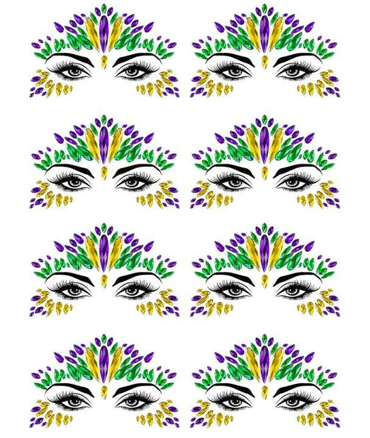 Wehhbtye Mardi Gras eye gems pack front for instant party sparkle