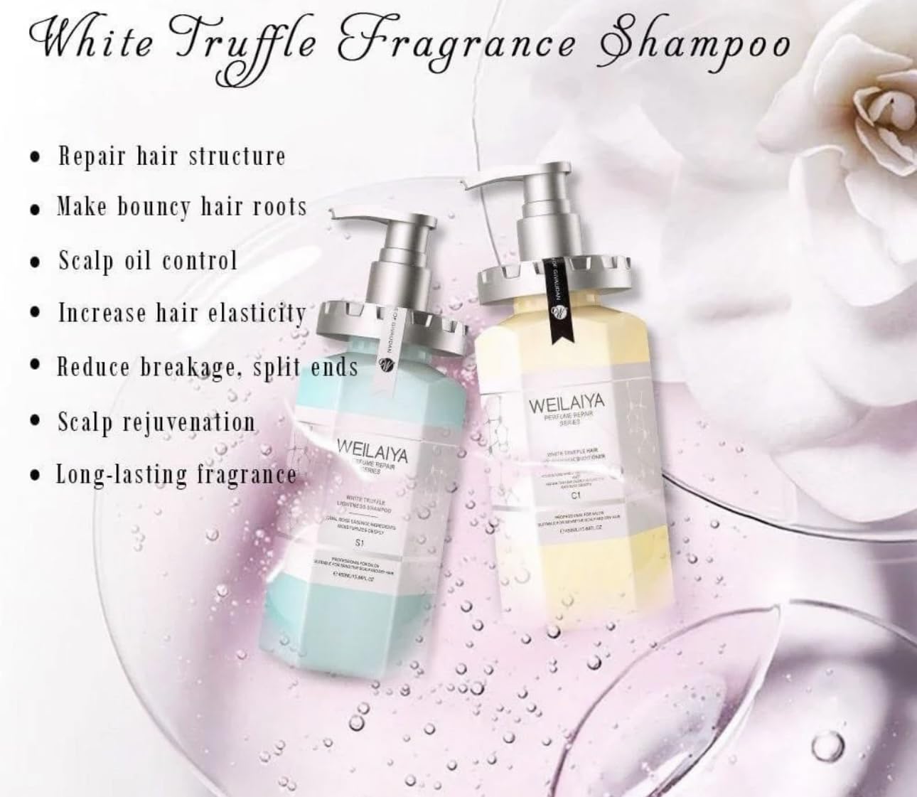 Weilaiya Shampoo foam application close-up—gentle cleansing.