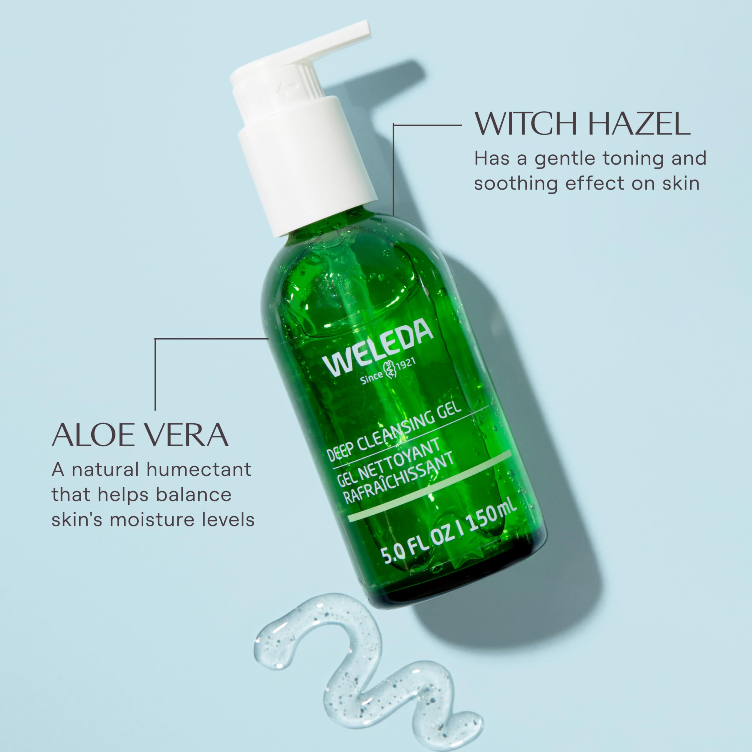 Weleda Deep Cleansing Gel with witch hazel water for balanced skin.
