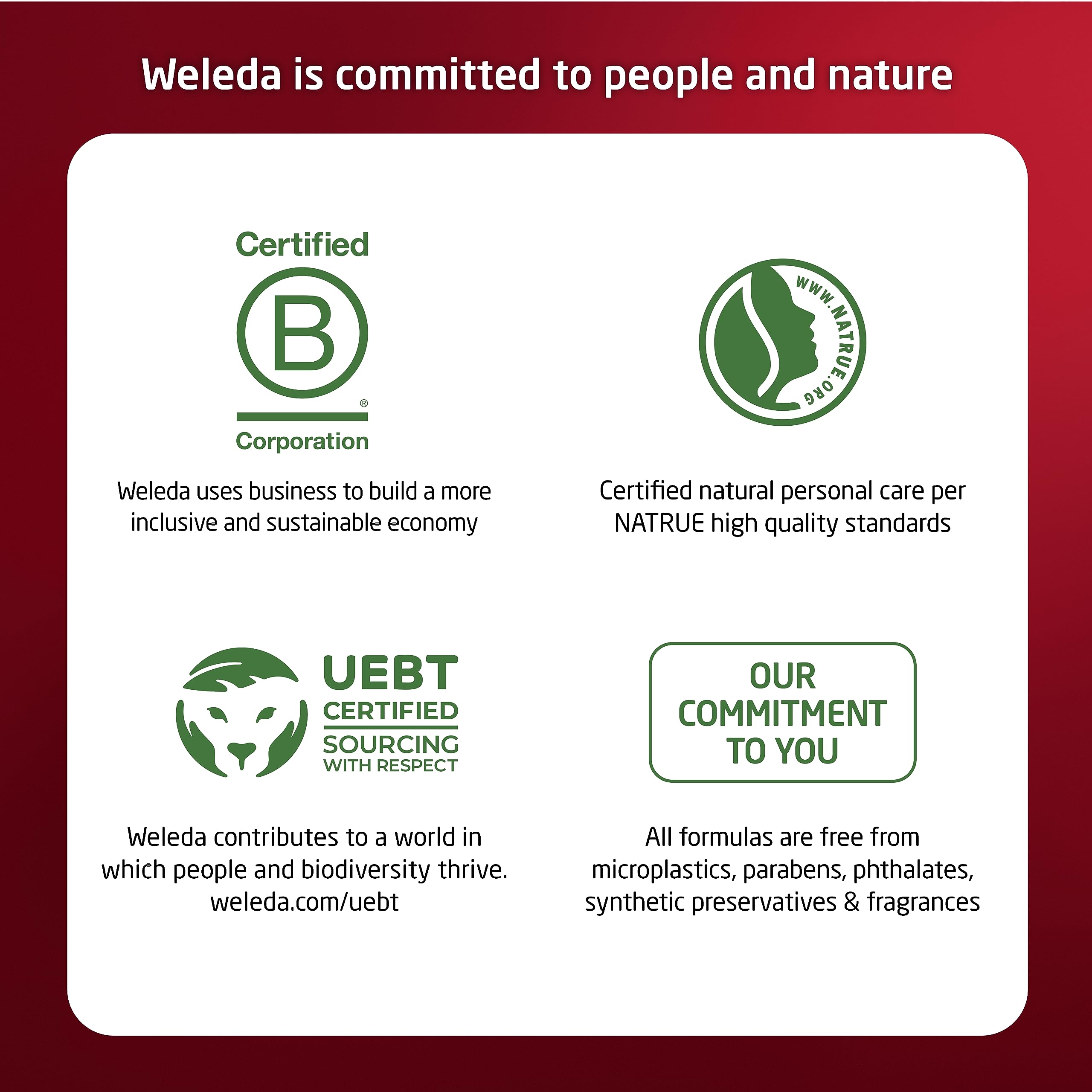 Weleda plant-rich vegan ingredients align with natural care approach.