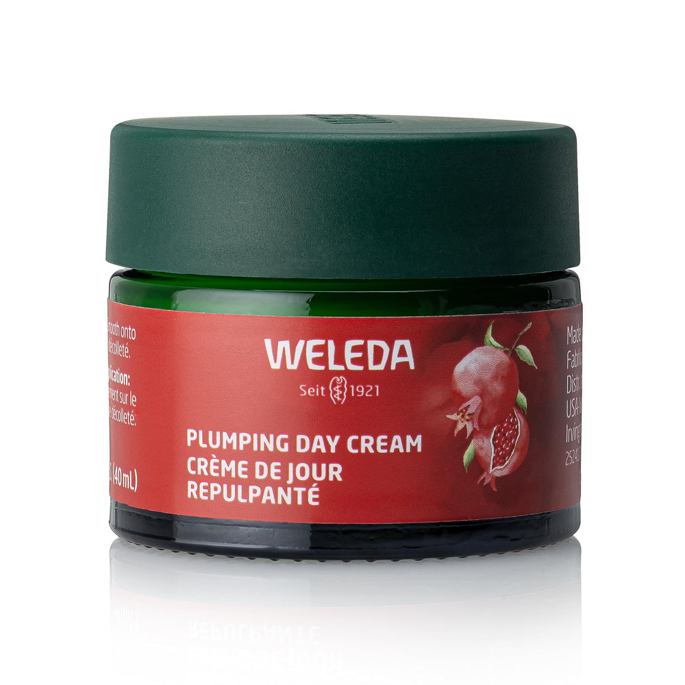 Weleda Plumping Day Cream jar front showing classic packaging and daily hydration potential.