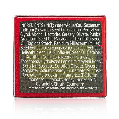 Weleda Plumping Day Cream with pomegranate ingredients closeup emphasizing antioxidant botanicals.