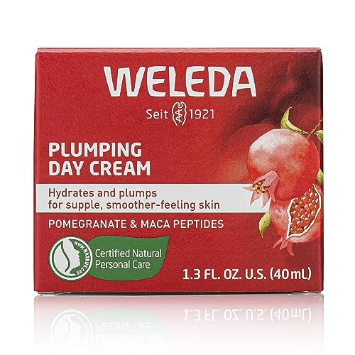 Weleda Plumping Day Cream texture closeup highlights plush, creamy consistency for easy application.