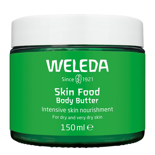 Weleda Skin Food Body Butter with whipped texture for quick absorption and silky skin.