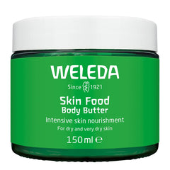 Weleda Skin Food Body Butter with whipped texture for quick absorption and silky skin.