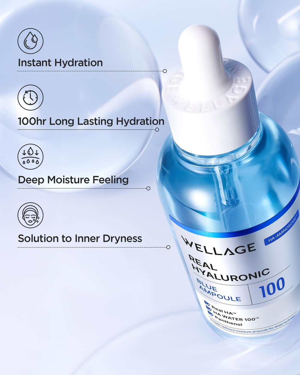 Pipette-like tip shows controlled serum drops for daily hydration.