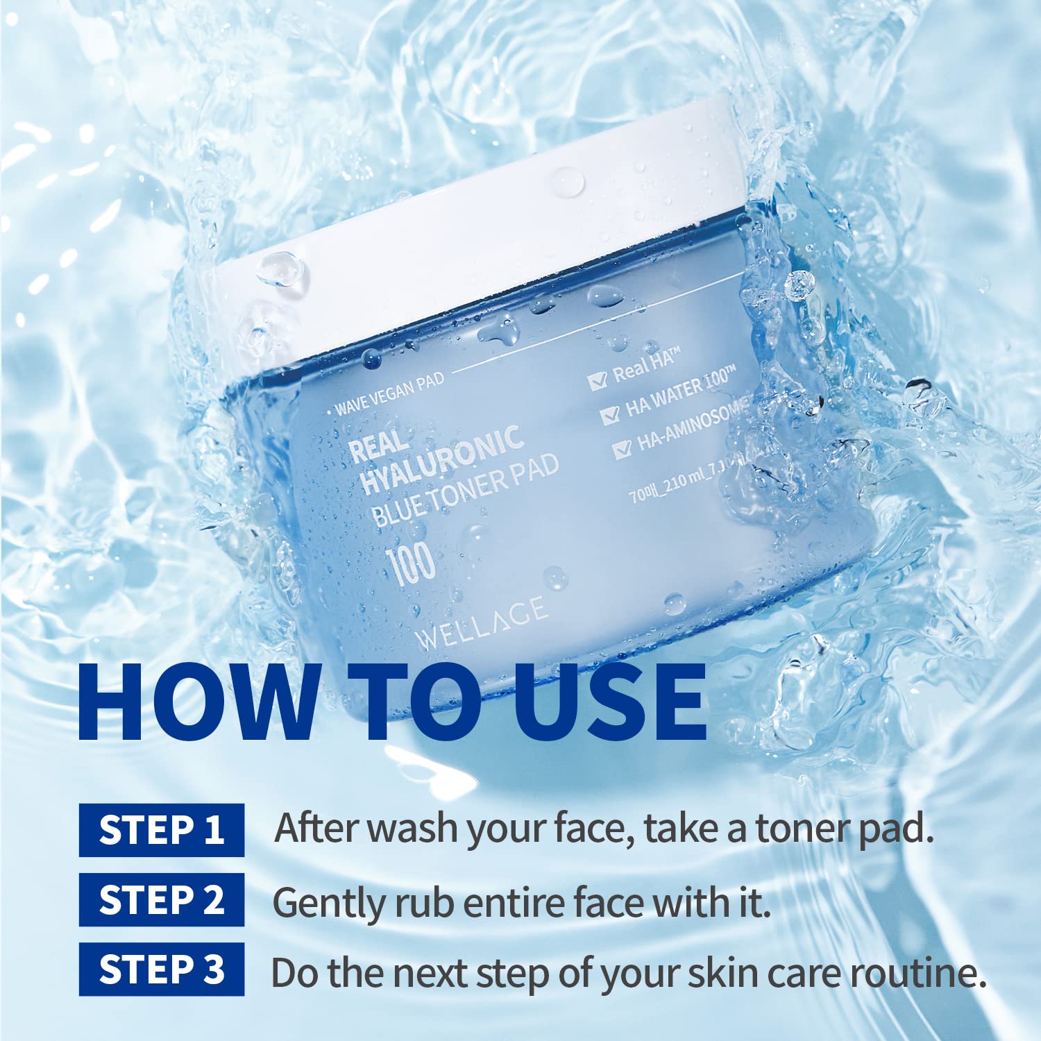 Wellage Real Hyaluronic Blue Toner Pad hypoallergenic option for sensitive skin
