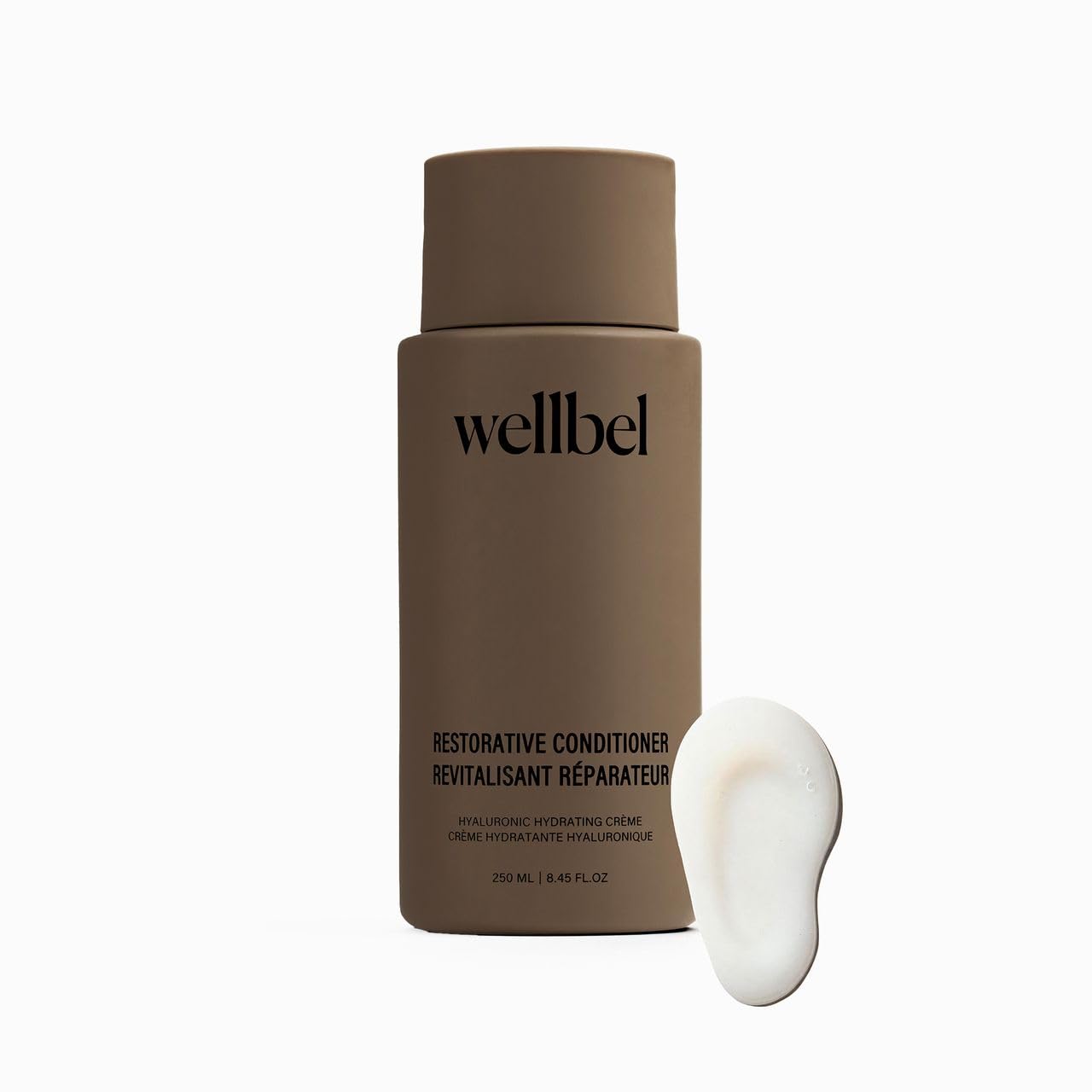Wellbel Restorative Conditioner bottle highlights lightweight hydration for all hair types.