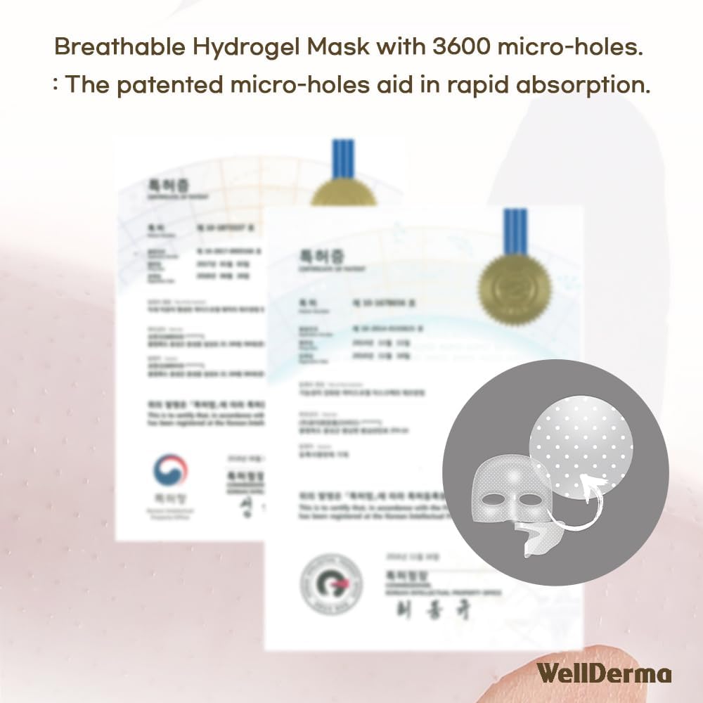 Wellderma K-beauty skincare mask, dermatologist-tested for daily use.