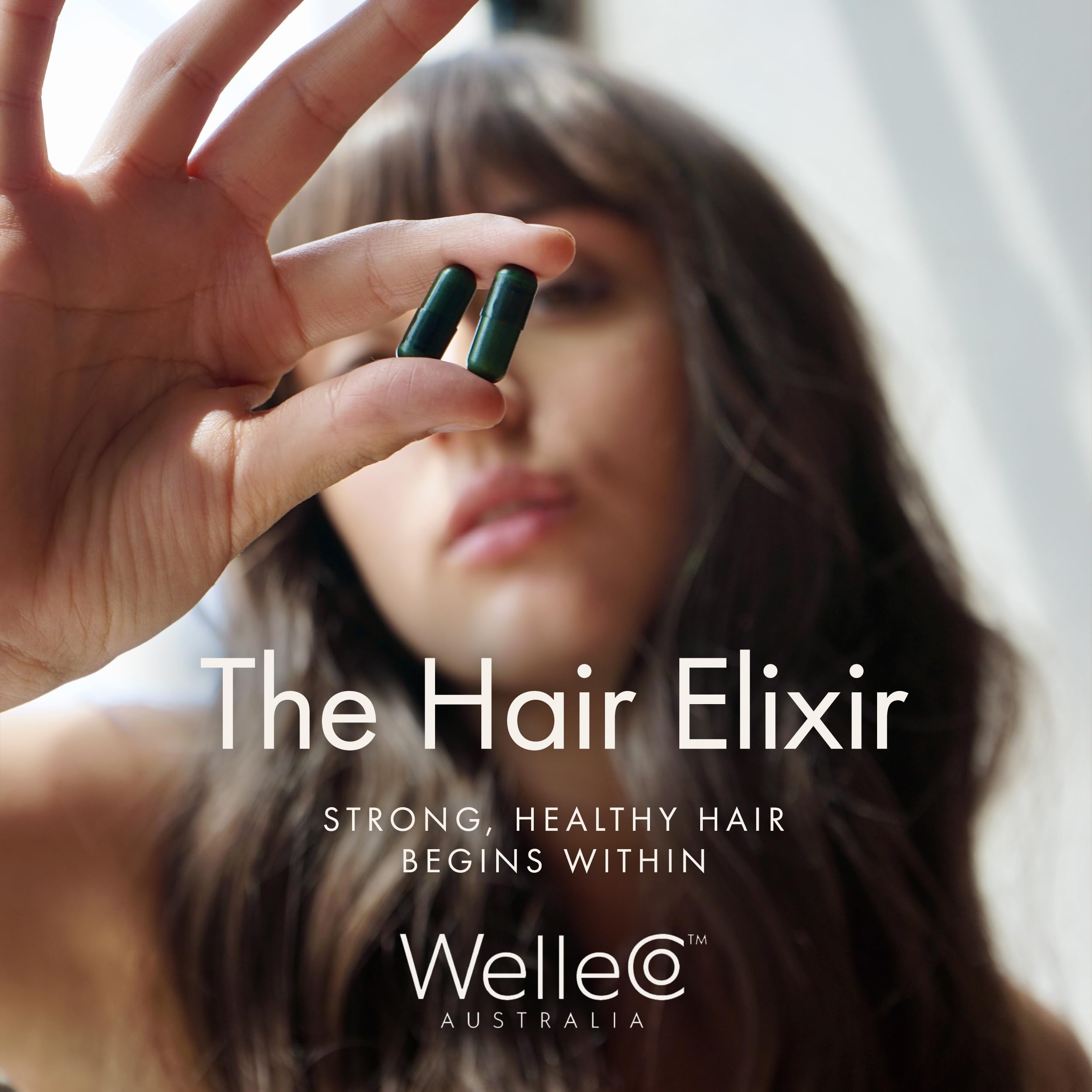 WelleCo The Hair Elixir ingredients print highlights key minerals